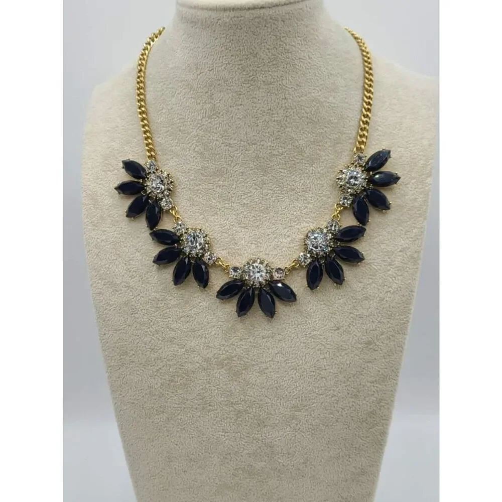 J Crew Black Clear Crystal Necklace